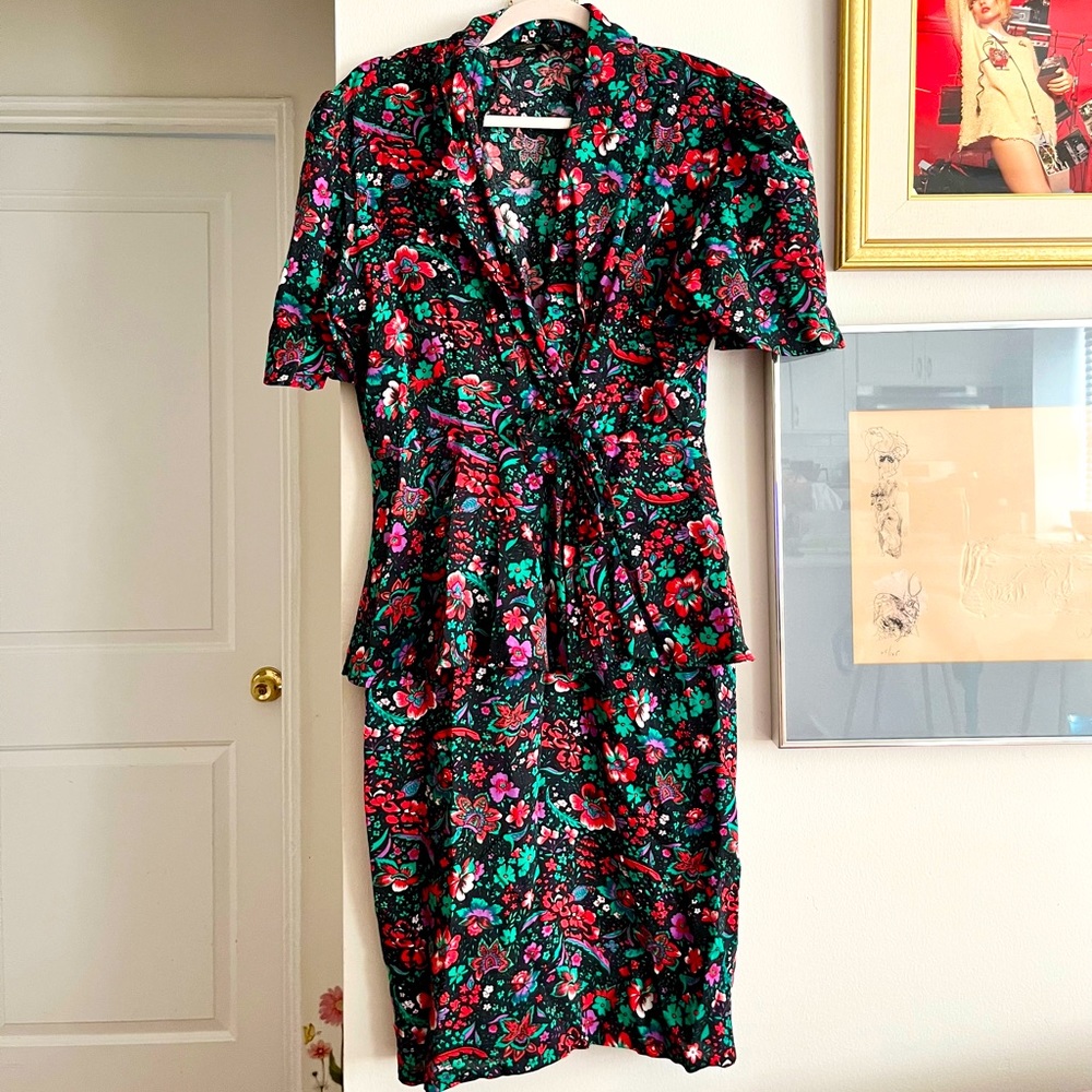 Vintage Yves Saint Laurent European Design Flower Dress